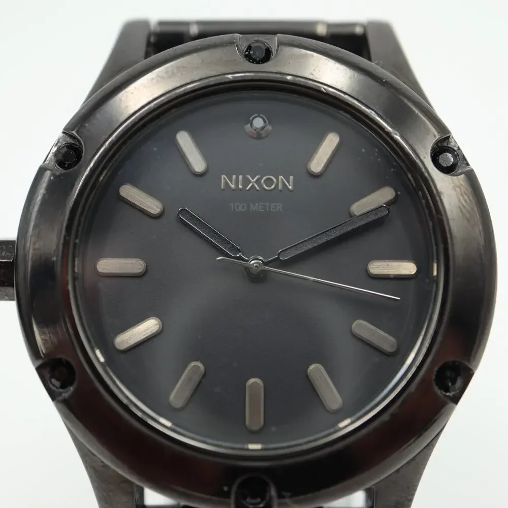 Nixon The Camden All Black Diamond Watch 41mm Left Stainless Steel Bracelet 5.5